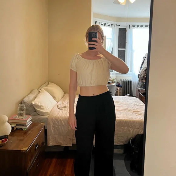 Na Nin Stella Raw Silk Crop Top Cream - Picture 3 of 9